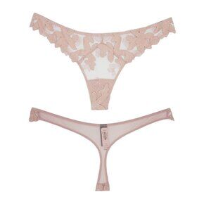 ❤️❤️Victoria's Secret Thong Panty Pink M Sexy Deluxe Lingerie Embroidered Floral